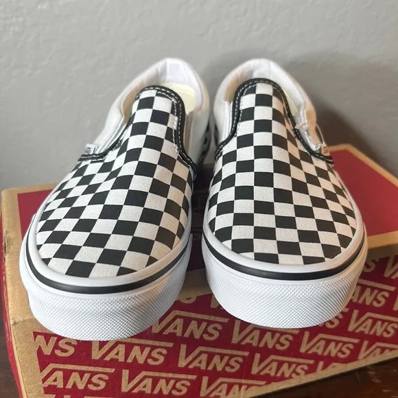 Vans Slip-On Checkerboard Skate Shoe - Little Kid/ Big Kid Black White size 3