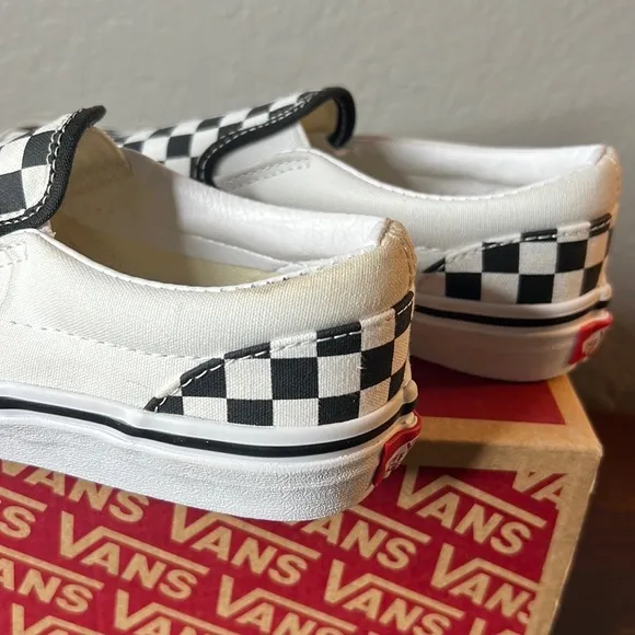 Vans Slip-On Checkerboard Skate Shoe - Little Kid/ Big Kid Black White size 3
