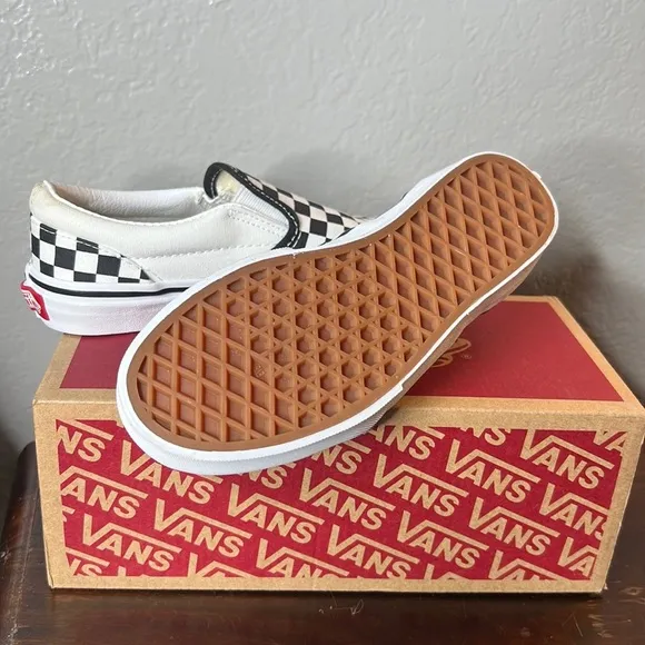 Vans Slip-On Checkerboard Skate Shoe - Little Kid/ Big Kid Black White size 3
