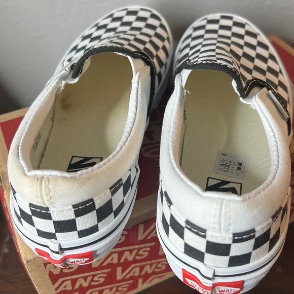 Vans Slip-On Checkerboard Skate Shoe - Little Kid/ Big Kid Black White size 3