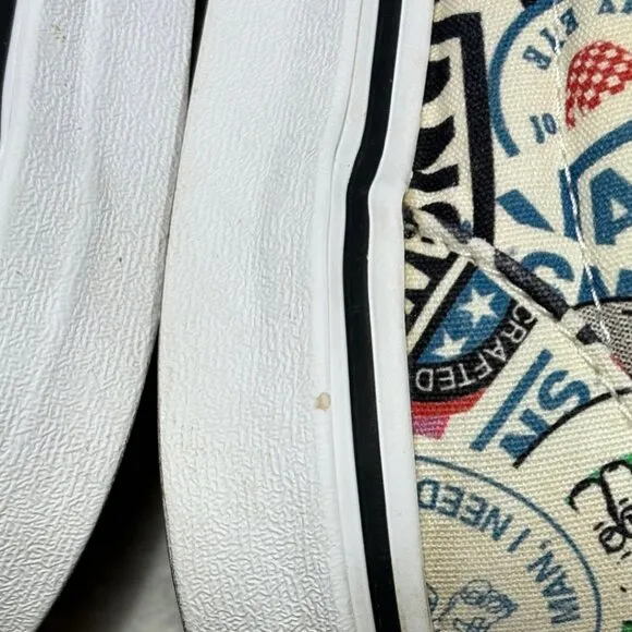 VANS Sticker Mash Up All Over Print Slip On Sneakers Shoes Women's 10.5/ Men's 9