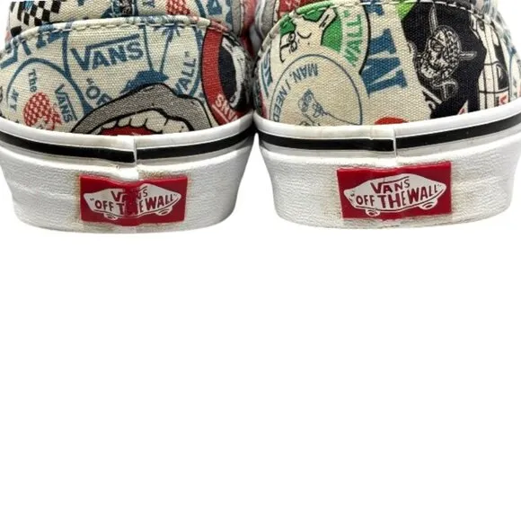 VANS Sticker Mash Up All Over Print Slip On Sneakers Shoes Women's 10.5/ Men's 9