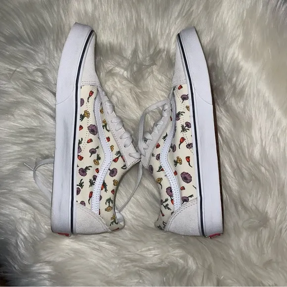 Vans Women's 10.5 Men’s 9 Old Skool Floral Poppy Cream White Low Top Skate Shoes