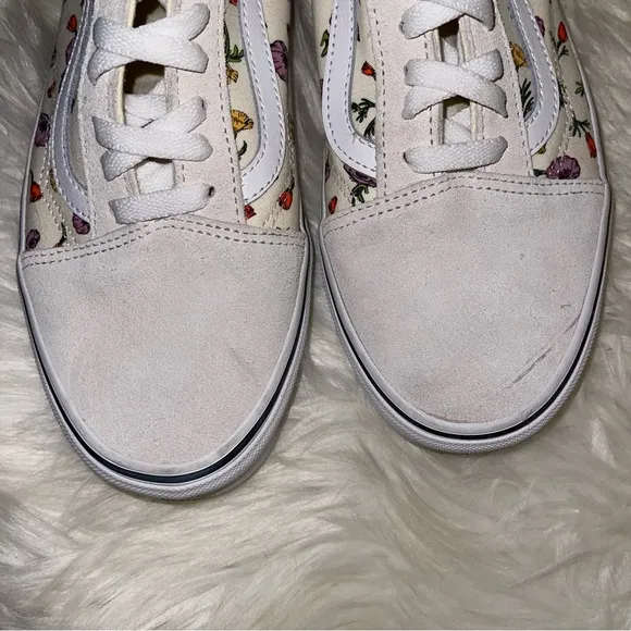 Vans Women's 10.5 Men’s 9 Old Skool Floral Poppy Cream White Low Top Skate Shoes