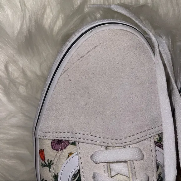 Vans Women's 10.5 Men’s 9 Old Skool Floral Poppy Cream White Low Top Skate Shoes