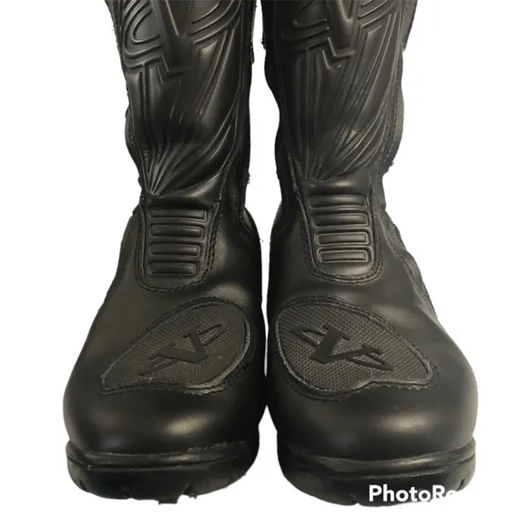 VEGA Nitro Double Zipper Moto Leather Touring Boots Black Calf Height size 8