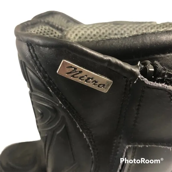 VEGA Nitro Double Zipper Moto Leather Touring Boots Black Calf Height size 8
