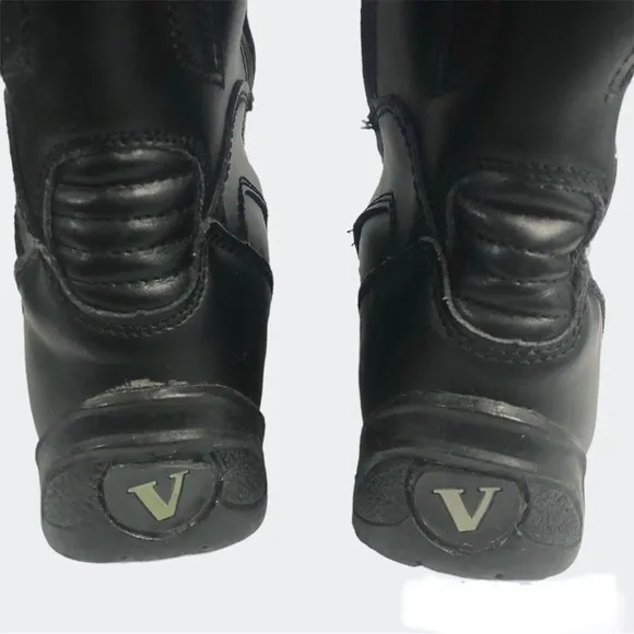 VEGA Nitro Double Zipper Moto Leather Touring Boots Black Calf Height size 8