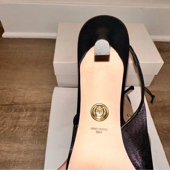 Veronica Beard Liliana Mesh Slingback Pump Black Size 10 NWT box and dust bag