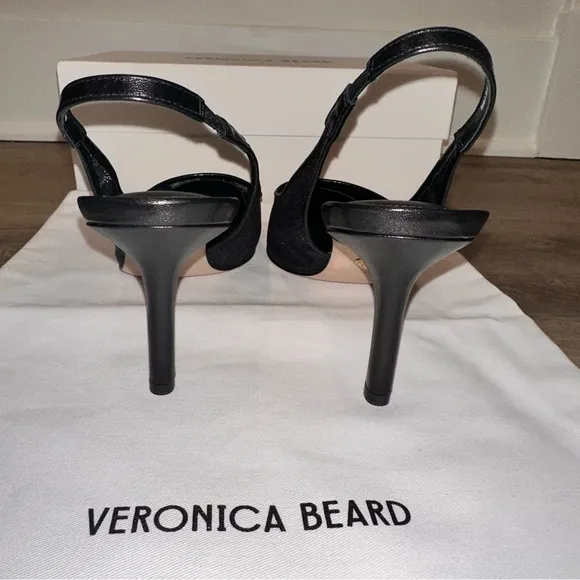 Veronica Beard Liliana Mesh Slingback Pump Black Size 10 NWT box and dust bag