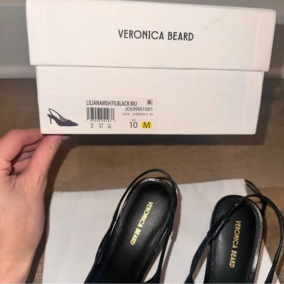 Veronica Beard Liliana Mesh Slingback Pump Black Size 10 NWT box and dust bag