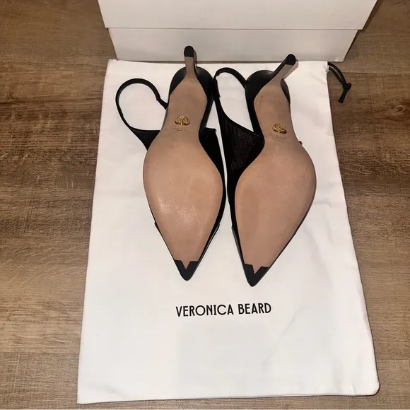 Veronica Beard Liliana Mesh Slingback Pump Black Size 10 NWT box and dust bag