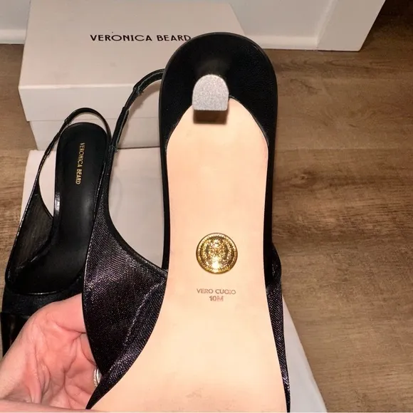 Veronica Beard Liliana Mesh Slingback Pump Black Size 10 NWT box and dust bag