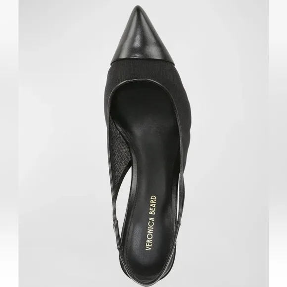 Veronica Beard Women's Liliana Mesh-70 Slingback Pump Black Mesh/Leather 7.5