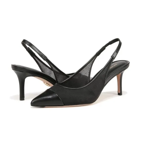 Veronica Beard Women's Liliana Mesh-70 Slingback Pump Black Mesh/Leather 7.5