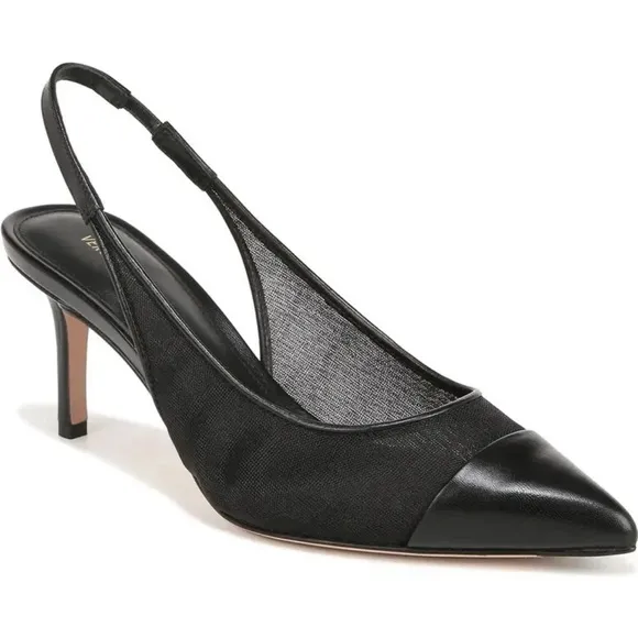 Veronica Beard Women's Liliana Mesh-70 Slingback Pump Black Mesh/Leather 7.5