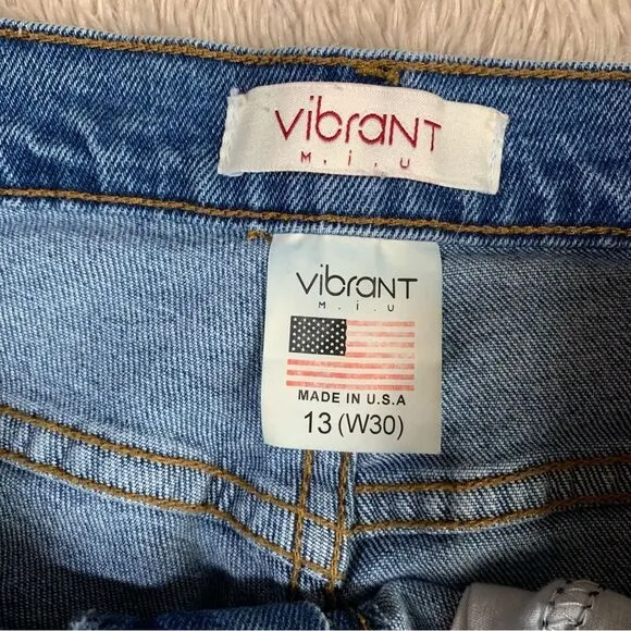 Vibrant MIU Destroyed distressed boyfriend denim jeans waist 30 size 13