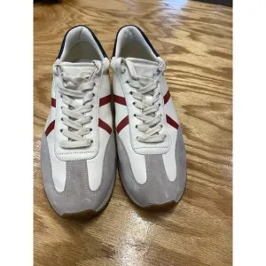 Vince Sneakers Women's White Leather Lace-Up Low Top 8.5 Comfort Shoes S51