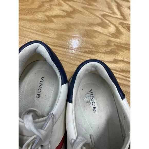 Vince Sneakers Women's White Leather Lace-Up Low Top 8.5 Comfort Shoes S51