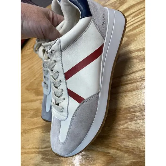 Vince Sneakers Women's White Leather Lace-Up Low Top 8.5 Comfort Shoes S51