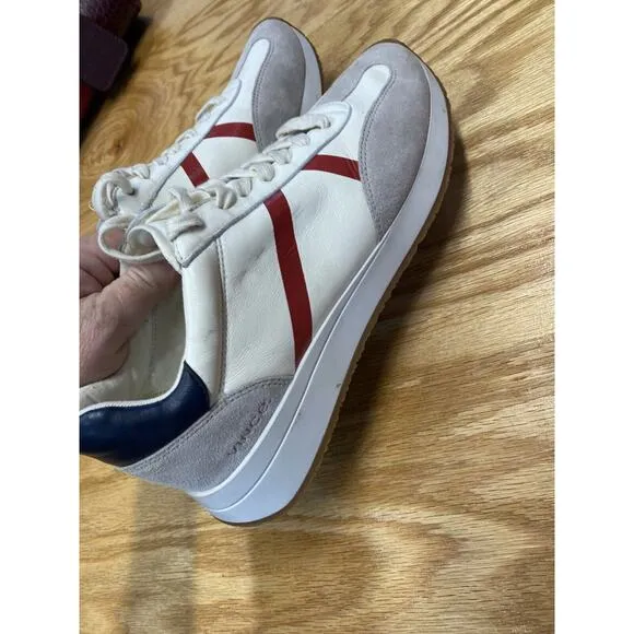 Vince Sneakers Women's White Leather Lace-Up Low Top 8.5 Comfort Shoes S51