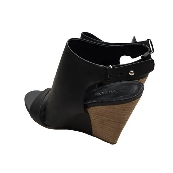 Vince Wedge Sandal Women's Black Size 7 Open Toe Double Band Outdoor