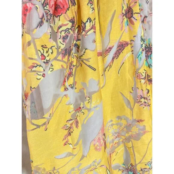 Vineet Bahl Anthropologie Yellow Floral Embroidery Maxi Dress ~ Sz 0 ~ LOVE!