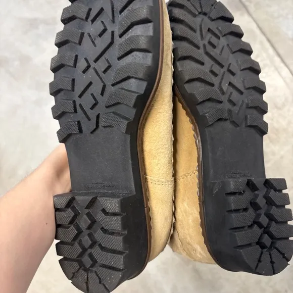 Vintage Blonde Suede Boots Genuine Shearling Lined Waterproof Tan Women …