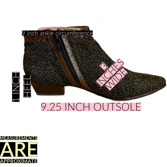 VINTAGE CASADEI BLACK AND GOLD WOVEN MESH &amp; LEATHER BOOTIES (7)