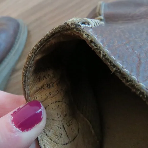 VINTAGE DR. MARTENS Slip On Chunky Wedge Brown Leather Sandals Clogs Y2K Size 6