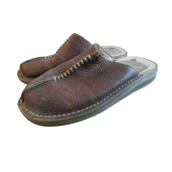 VINTAGE DR. MARTENS Slip On Chunky Wedge Brown Leather Sandals Clogs Y2K Size 6
