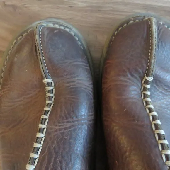 VINTAGE DR. MARTENS Slip On Chunky Wedge Brown Leather Sandals Clogs Y2K Size 6