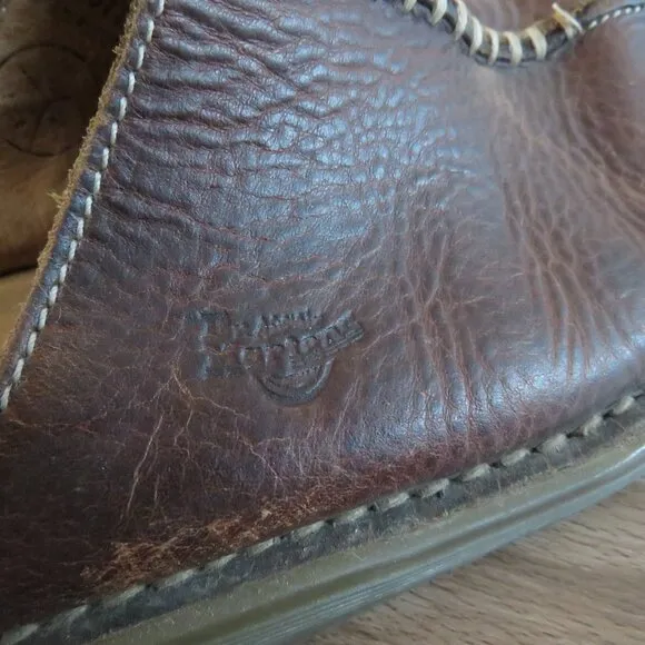 VINTAGE DR. MARTENS Slip On Chunky Wedge Brown Leather Sandals Clogs Y2K Size 6