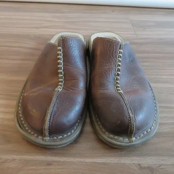 VINTAGE DR. MARTENS Slip On Chunky Wedge Brown Leather Sandals Clogs Y2K Size 6