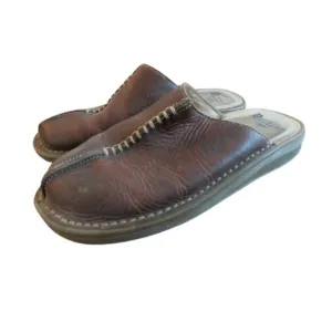 VINTAGE DR. MARTENS Slip On Chunky Wedge Brown Leather Sandals Clogs Y2K Size 6