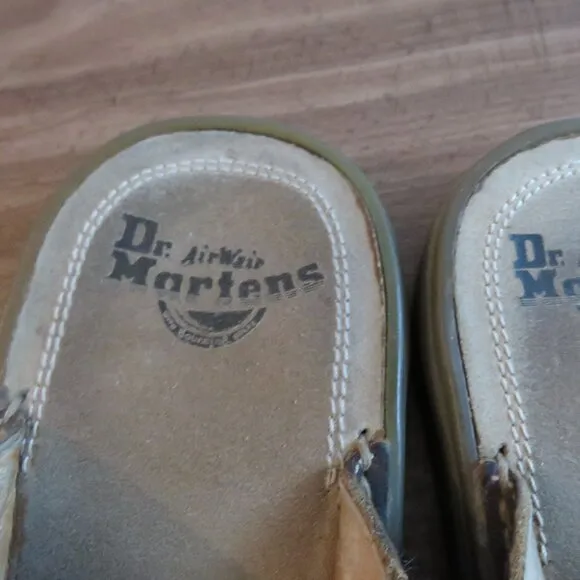 VINTAGE DR. MARTENS Slip On Chunky Wedge Brown Leather Sandals Clogs Y2K Size 6