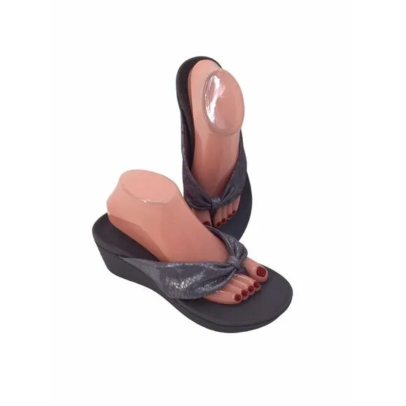 VIONIC ARABELLA BLACK ORTHOTIC WEDGE Women’s Size 9 Gray