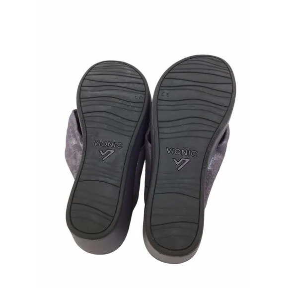 VIONIC ARABELLA BLACK ORTHOTIC WEDGE Women’s Size 9 Gray