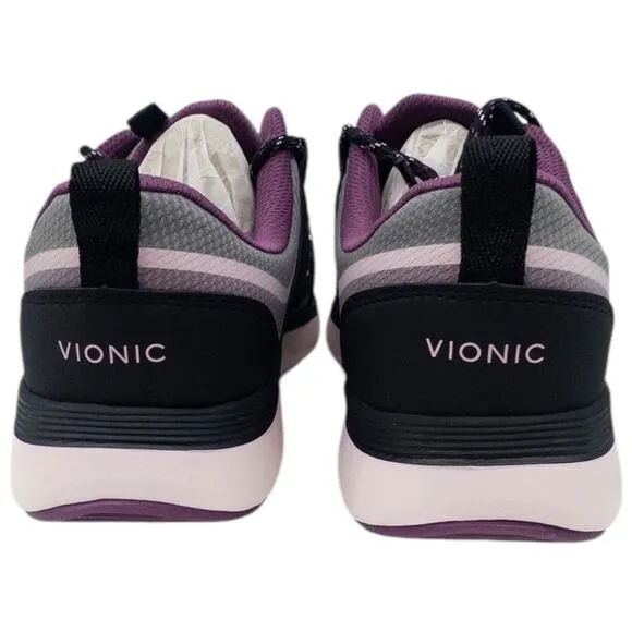 Vionic Women's Sneakers Austyn Black Purple Walking Comfort Shoes Size 8 Wide