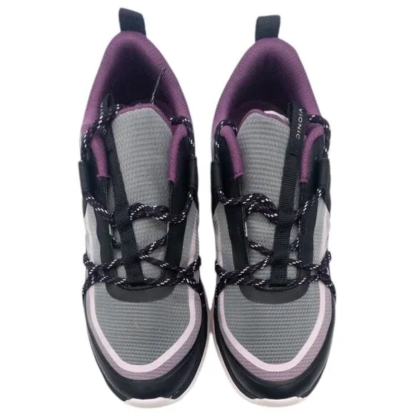 Vionic Women's Sneakers Austyn Black Purple Walking Comfort Shoes Size 8 Wide