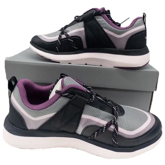 Vionic Women's Sneakers Austyn Black Purple Walking Comfort Shoes Size 8 Wide