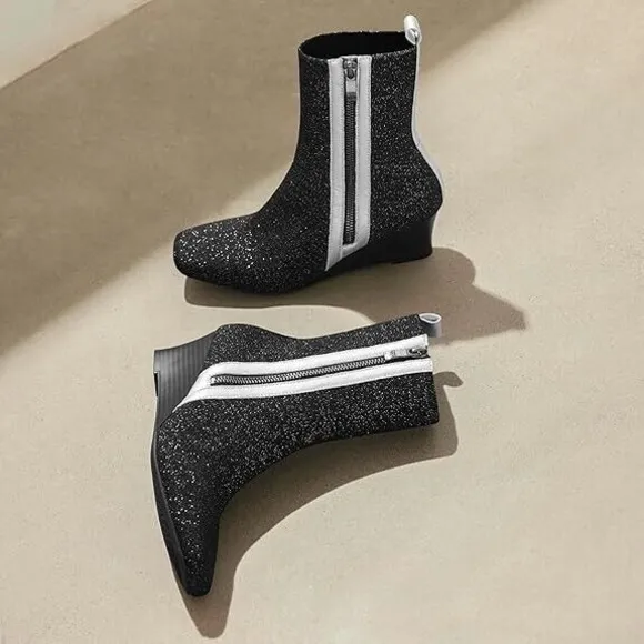 VIVAIA‎ Micaela Women's Square Toe Waterproof Peplum Zippable Easy On Boots 37