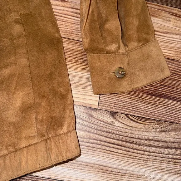 Vtg Bullock &amp; Jones Suede Jacket Shirt Medium Button Front Pockets Casual USA