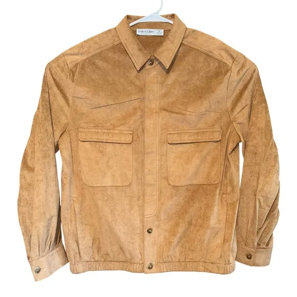 Vtg Bullock &amp; Jones Suede Jacket Shirt Medium Button Front Pockets Casual USA