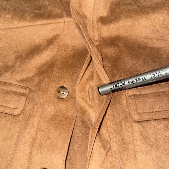 Vtg Bullock &amp; Jones Suede Jacket Shirt Medium Button Front Pockets Casual USA