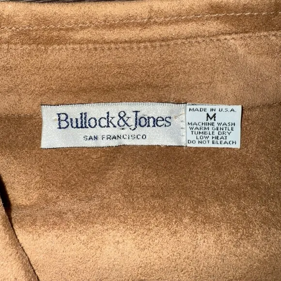 Vtg Bullock &amp; Jones Suede Jacket Shirt Medium Button Front Pockets Casual USA