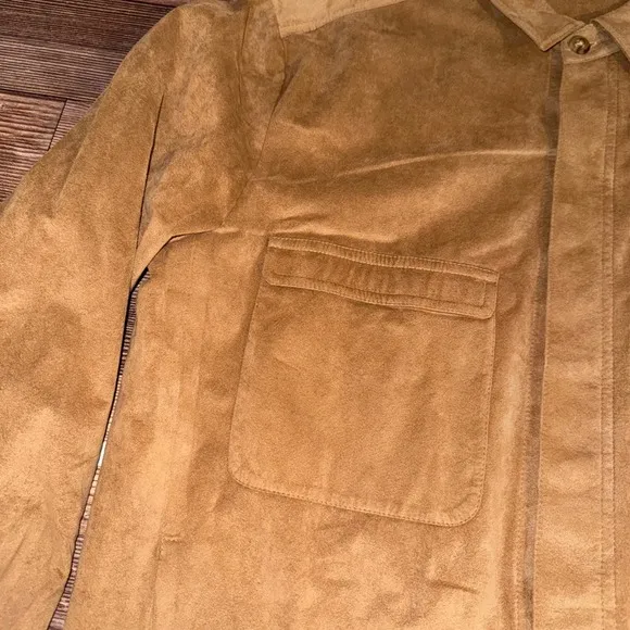 Vtg Bullock &amp; Jones Suede Jacket Shirt Medium Button Front Pockets Casual USA