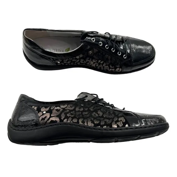 Waldläufer  NEW Henni Lace Up Leopard/Patent Shoe Women's Size UK 7.5 US 10