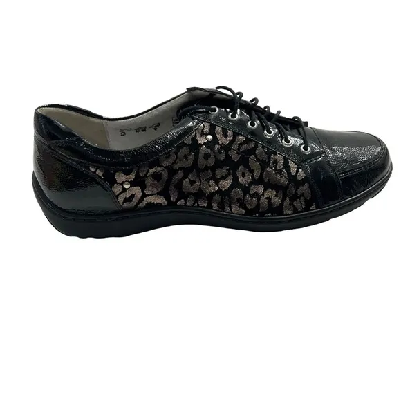 Waldläufer  NEW Henni Lace Up Leopard/Patent Shoe Women's Size UK 7.5 US 10