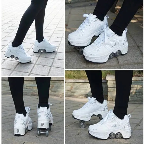 White Roller Shoes with Wheels